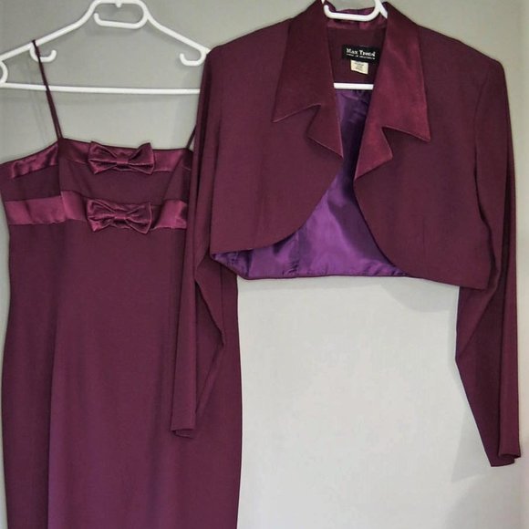 VINTAGE - MAX TREND - 2 PIECE - FORMAL LONG DRESS & BOLERO - SIZE 10. - Picture 2 of 8